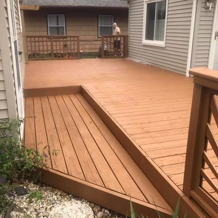 Pressure Washing Buchanan MI - newly stained backyard deck
