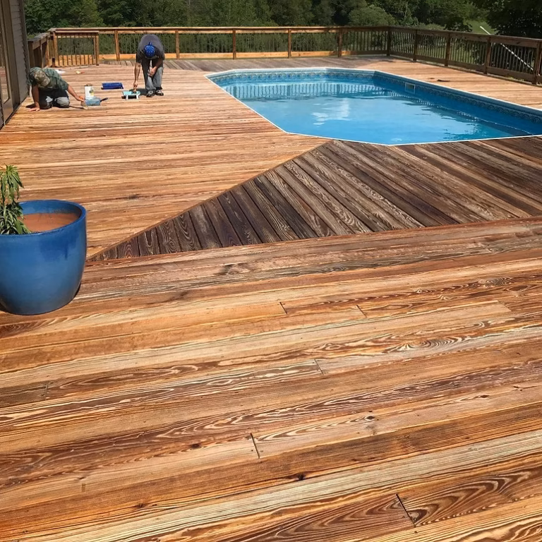 Pressure Washing Texas Corners MI - pool deck before and after cleaning